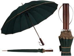 Elegancki, zielony parasol z dużą czaszą - Peterson