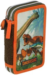 Piórnik DINORASSIC DINOZAUR T-REX z wyposażeniem 2 POZIOMY