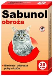 Sabunol obroża czerwona przeciw pchłom kot 35 cm