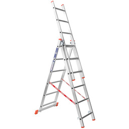 Trzyczęściowa aluminiowa drabina HOBBY, 3x6 stopni, 3,65 m