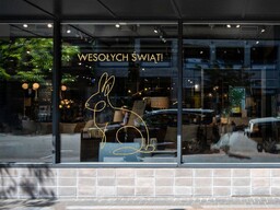 naklejka zając wielkanocny 2 z napisem Wesołych Świąt!