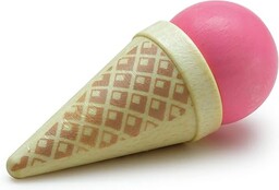Drewniane jedzenie do zabawy - truskawkowe lody stożkowe