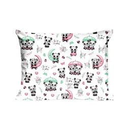Extrapościel Poszewka bawełniana 40x40 667K pandy biała kolorowa