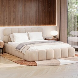 Łóżko tapicerowane z pojemnikiem SFG0201 160x200 Boucle Ecru