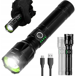 Latarka Led Taktyczna Akumulatorowa Wojskowa Zoom 20W Usb-c