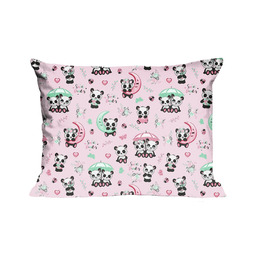 Extrapościel Poszewka bawełniana 40x40 669K pandy różówa kolorowa
