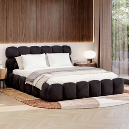 Łóżko tapicerowane z pojemnikiem SFG0201 160x200 Welur Czarny
