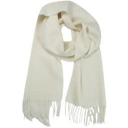 Szalik Kremowy Jednokolorowy, Miękki, Delikatny, z Frędzlami, Cashmink