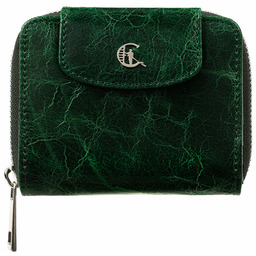 Dwustronny zielony portfel damski Canaletto ze skóry naturalnej