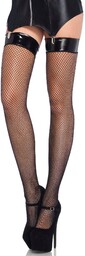 Vinyl Top Fishnet Thigh Highs Black