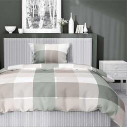 Pościel satynowa 140x200 Home Satin 27 biała zielona