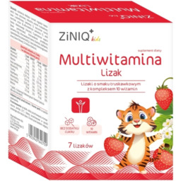 ZINIQ Kids Multiwitamina Lizak smak truskawkowy, 7 sztuk