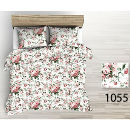 Karo Pościel z kory 140x200 biała bordowa peonie