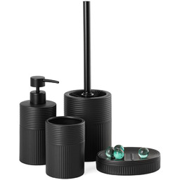 Komplet zestaw łazienkowy z kamionki czarny ceramiczny