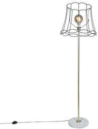 QAZQA Retro lampa podłogowa mosiądz z kloszem Granny