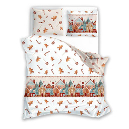Faro Pościel świąteczna 220x200 Scandic 063 biała pomarańczowa