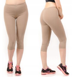 Legginsy damskie 3/4 krótkie Polskie bawełniane Getry Beżowe
