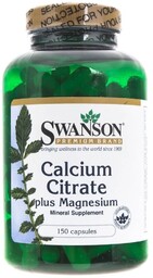 Swanson Cytrynian wapnia + magnez 150 kapsułek