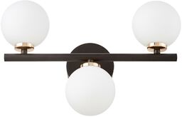 KINKIET LAMPA ŚCIENNA NOWOCZESNA CZARNO-ZŁOTA BIAŁE KULE MARSIADA