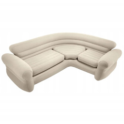Dmuchana kanapa narożna sofa czteroosobowa 257x203x76 cm beżowa
