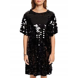 ESPRIT CEKINOWA SUKIENKA PROSTA CZARNA 40 J7A