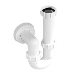 Syfon do zlewozmywaków gospodarczych, plastikowy biały