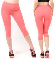 Legginsy damskie 3/4 krótkie Polskie bawełniane Getry Koralowe
