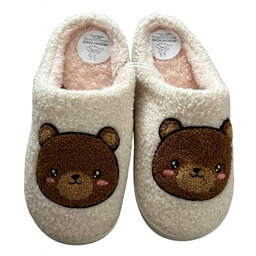 Ciepłe kapcie Cleve kremowe MISIE 39