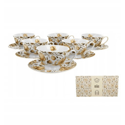 Komplet 6 Filiżanek Ze Spodkami English Roses White