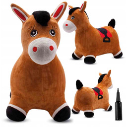 Skoczek pluszowy gumowy dla dzieci Konik brązowy