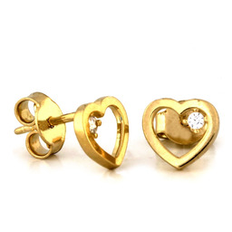 Złote kolczyki 585 ramki SERCA na SZTYFT