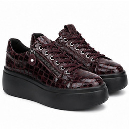 Sneakersy Damskie Lakierowane Burgundowe 40