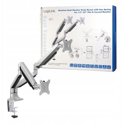 Podwójny uchwyt monitora LogiLink, Vesa 100x100, 13-32", srebrny