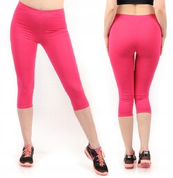 Legginsy damskie 3/4 krótkie Polskie bawełniane Getry Różowe