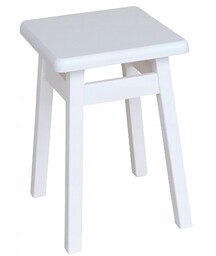 Taboret Kuchenny Drewniany Stołek Prosty Biały