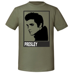 Męska koszulka z nadrukiem - ELVIS PRESLEY Olive