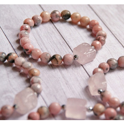 Pakamera Amulet MIŁOŚĆ - kwarc różowy, jadeit