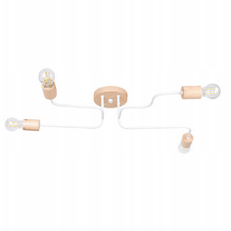 Żyrandol Timbo 4 biały/naturalne drewno loft lampa stalowa