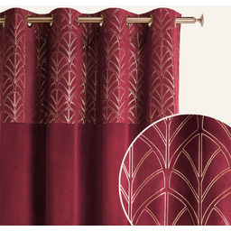 ZASŁONA WELUROWA BLISS - BORDOWA 140x280 ZŁOTA PRZELOTKA