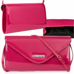 Różowa lakierowana damska torebka wieczorowa kopertówka BELTIMORE M78