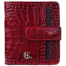 Bordowy portfel damski Canaletto ze skóry licowej croco