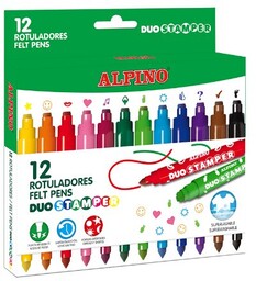 Flamastry Alpino dwustronne DUO STEMPELKI 12szt.