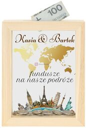 Drewniana skarbonka NA MARZENIA - Pamiątka & Upominek
