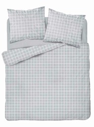 Detexpol Pościel satynowa 220x200 Szara krata 4812 B