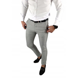 Spodnie wizytowe slim chino gładkie szare - popielate