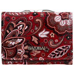 Mały czerwony portfel damski BajuBaj z kolorowej skóry