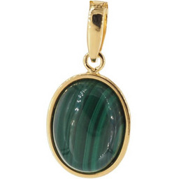 Zawieszka z owalnym malachitem w srebrze złoconym