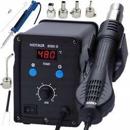 Stacja lutownicza Hotair 858D II precyzyjna5xDysze Odsysacz elektr