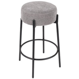 Hoker do kuchni z podnóżkiem Holly, tapicerowany, szary
