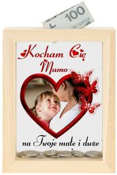 Drewniana skarbonka ZE ZDJĘCIEM - Pamiątka & Upominek